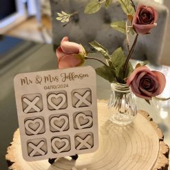 Personalised Hearts & Kisses LARGE Wooden Game Superior Noughts Crosses (Tic Tac Toe) Wedding Anniversary Birthday Gift (Copy)