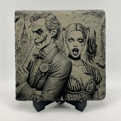 Super Heroes Harley Quinn Joker Slate Mat Engraved 2 Coasters Man Cave Gift 2