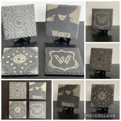 Set Of 4 Custom Stranger Things Leatherette Drink Mats /Coasters Silver Gift Set 10