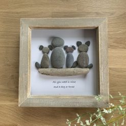 Personalised pet pebble art picture. Cat Dog Human Person handmade gift item. 7x7”. Free postage. White or Rustic Wood Frame. 4 Personalised pet pebble art picture. Cat Dog Human Person handmade gift item. 7x7”. Free postage. White or Rustic Wood Frame. 4
