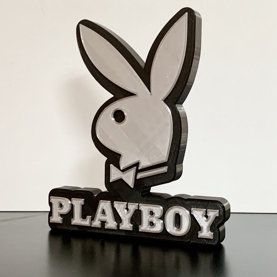 3D Playboy Bunny Emblem Logo Plaque Pink Ideal Autistic Autism ADHD Sensory Gift Silver 3D Playboy Bunny Emblem Logo Plaque Pink Ideal Autistic Autism ADHD Sensory Gift Silver