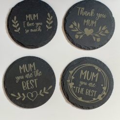 Best Mom Mum Mother Engraved Slate Mat 4 Coasters Mothers Day Birthday Gifts 1
