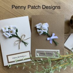 Personalised Handmade any occasion Cala Lily Flower Card. Happy Birthday Card For Her, available in brown or cream, free postage. Stunning.