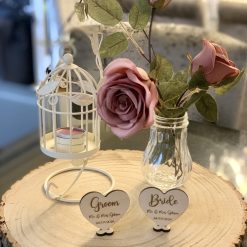 Personalised Wooden Heart Wedding place names Party Favours Personalised Table Decorations (Pack of 10). Wedding Anniversary Birthday Gift