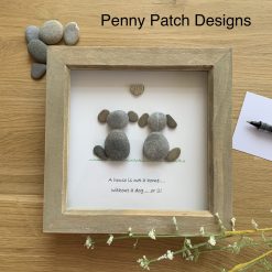 Framed dog doggie pebble picture. Dog lovers handmade gift item. Pebble art. Free postage. Personalised present. White or rustic wood frame. 1 Framed dog doggie pebble picture. Dog lovers handmade gift item. Pebble art. Free postage. Personalised present. White or rustic wood frame. 1
