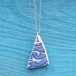 Sea Pottery Pendant Necklace Chain Jewellery Handmade Cornish Gift Ooak