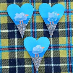 1 x Sea Gull Cornish Sea Glass Heart Fridge Magnet Handmade Handpainted Ocean Beach Gift