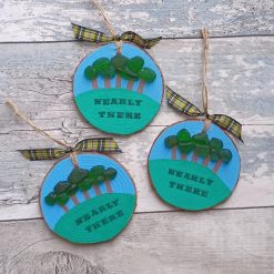 1x Nearly There Trees Cornish Sea Glass Log Slice Hanging Decoration Handmade Gift Ooak