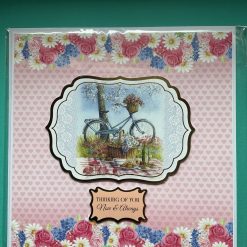 Handmade Thinking of you 8x8 Card Flower Bike