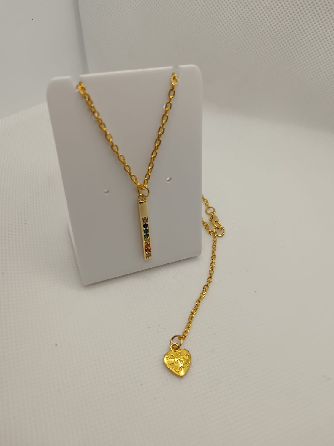 Gold plated and crystal bar necklace Gold plated and crystal bar necklace