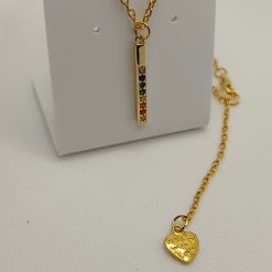 Gold plated and crystal bar necklace