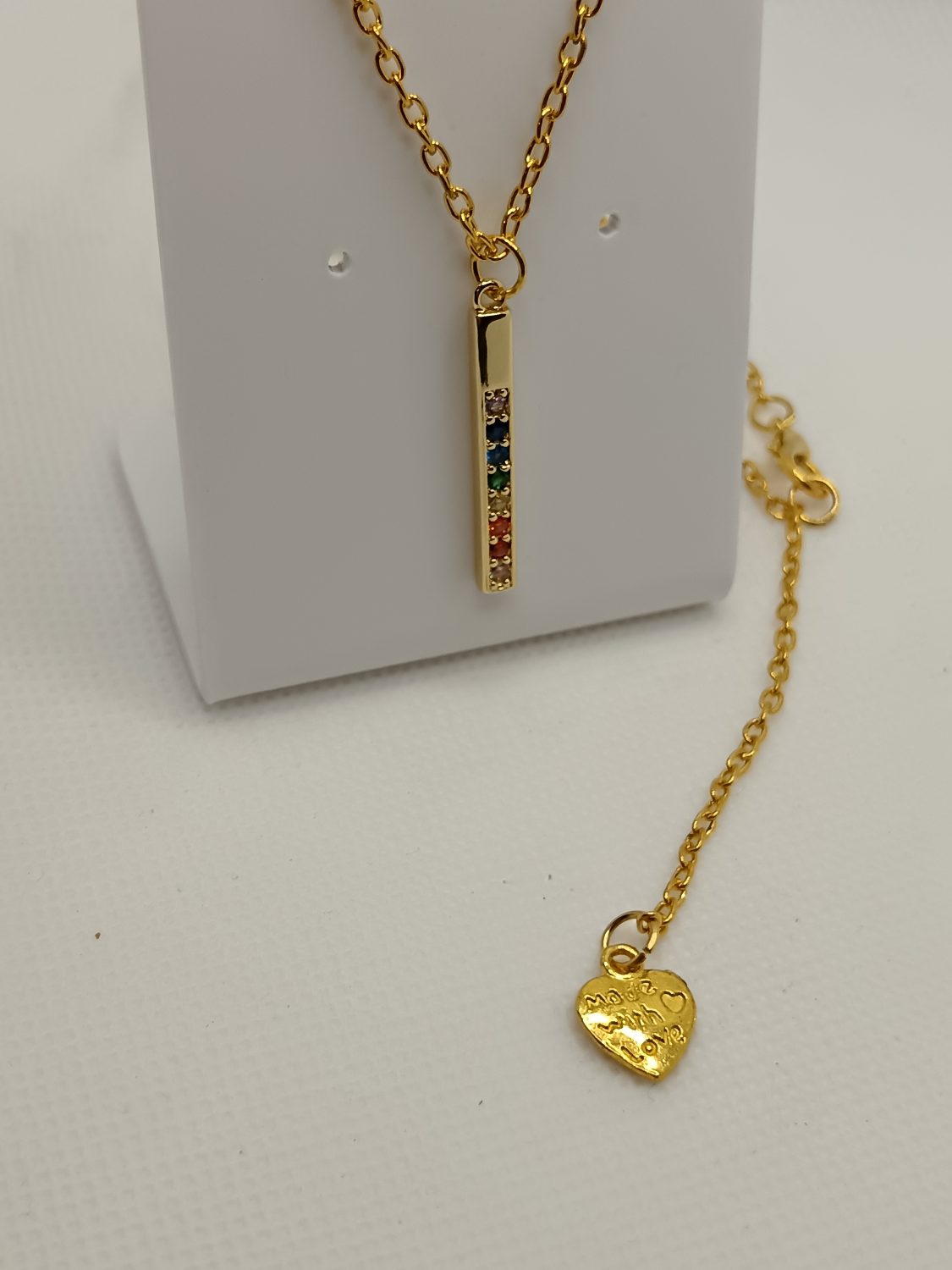 Gold plated and crystal bar necklace Gold plated and crystal bar necklace