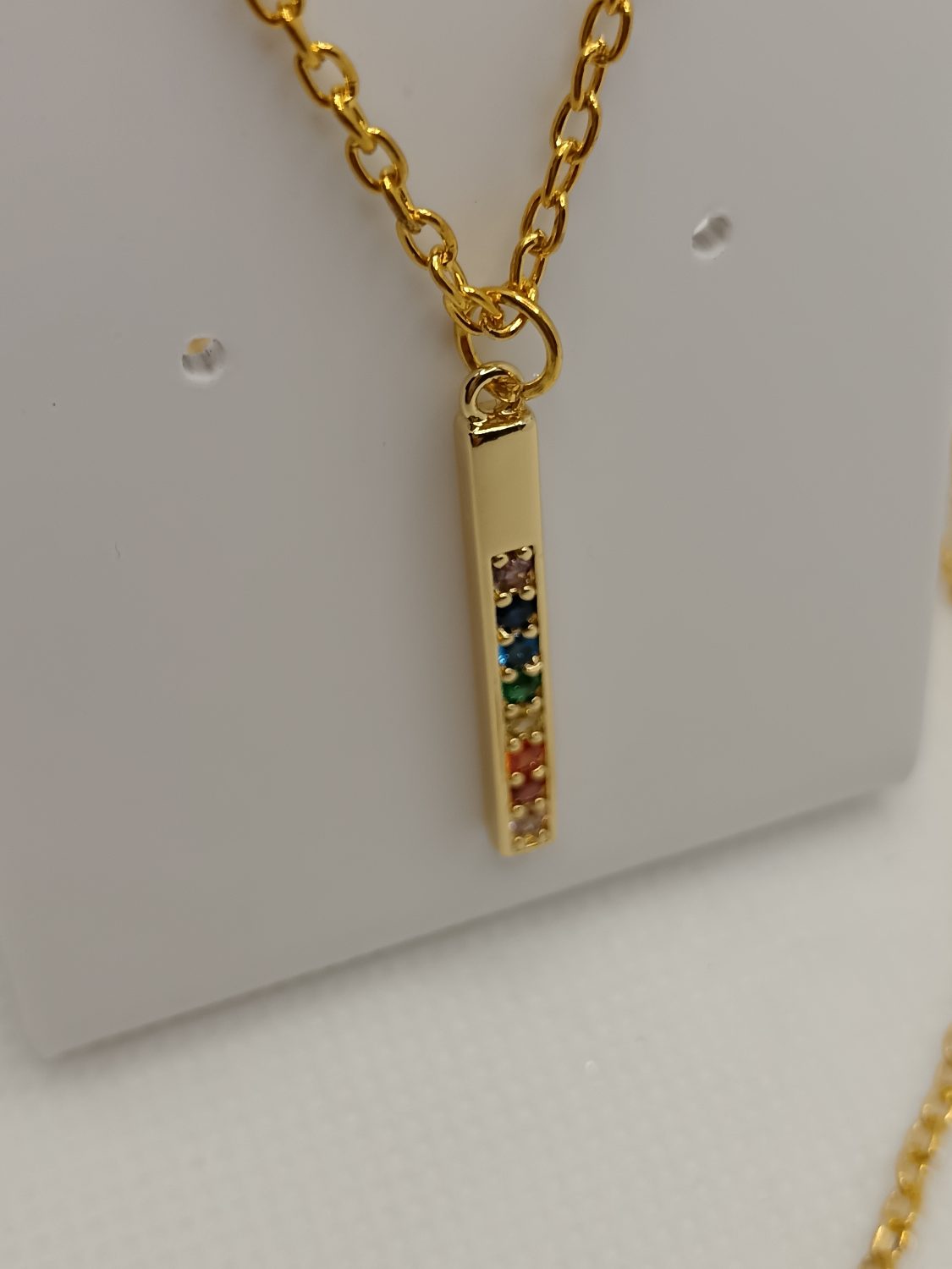 Gold plated and crystal bar necklace Gold plated and crystal bar necklace