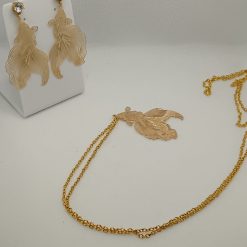 Beautiful gold plated fish earrings and necklace set