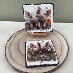 DECOUPAGED SLATE COASTERS WITH BEAUTIFUL PIG DESIGN 3 DECOUPAGED SLATE COASTERS WITH BEAUTIFUL PIG DESIGN 7