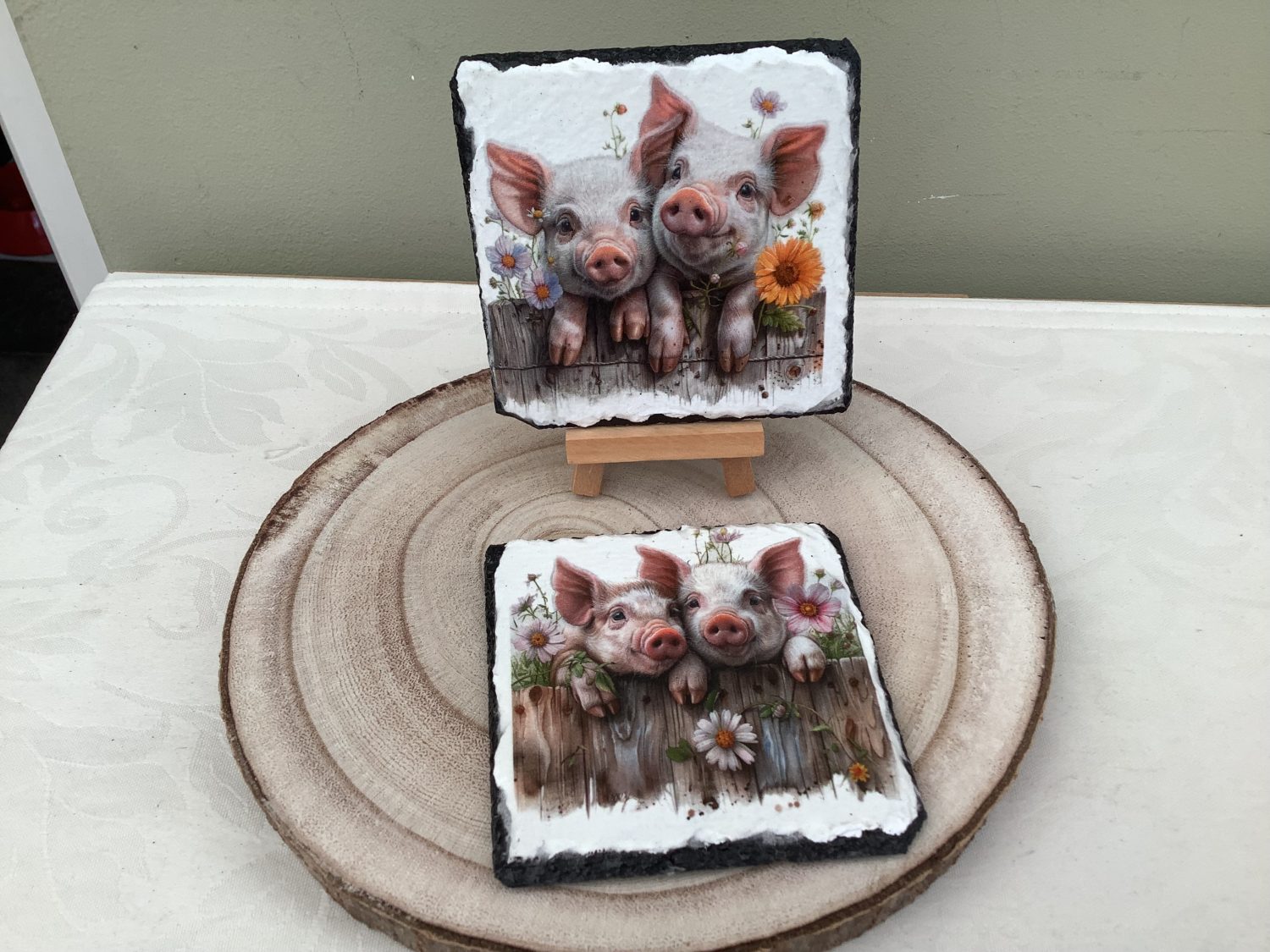 IMG_6079 DECOUPAGED SLATE COASTERS WITH BEAUTIFUL PIG DESIGN 4
