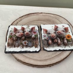 DECOUPAGED SLATE COASTERS WITH BEAUTIFUL PIG DESIGN 1 DECOUPAGED SLATE COASTERS WITH BEAUTIFUL PIG DESIGN 5