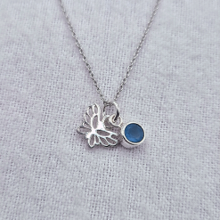 Thyroid Awareness Necklace - Blue Chalcedony And Butterfly Necklace