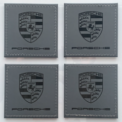 Set Of 4 PORSCHE Custom Engraved Leatherette Drink Mats /Coasters Grey Car Gift