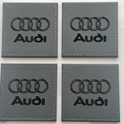 Set 4 AUDI Custom Engraved Leatherette Drink Mats /Coasters In Grey