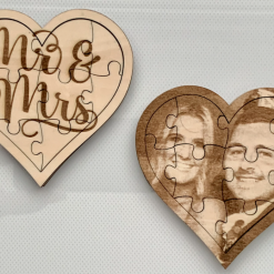x2 Personalised Wooden Heart Jigsaw Puzzles Personalised Any Photo Text (Pack of 2). Wedding Favour Anniversary Birthday Gift
