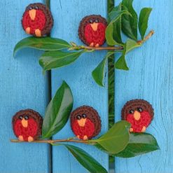 1 x Crochet Robin Brooch Badge Ooak Handmade Cornish NatureGifts