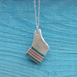Sea Pottery Pendant Necklace Chain Jewellery Handmade Cornish Gift Ooak
