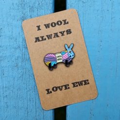 Enamel Yarn Sheep Pin Badge Positive Message CardOoak Handmade Cornish Gifts