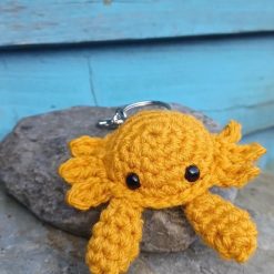 Crochet Yellow Crab Keyring Bag Buddy Sealife Ooak Handmade Sea Animals Gifts Accessories 4