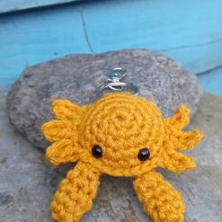 Crochet Yellow Crab Keyring Bag Buddy Sealife Ooak Handmade Sea Animals Gifts Accessories 3