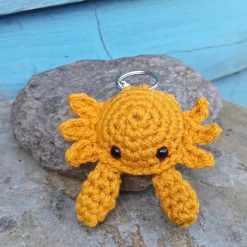Crochet Yellow Crab Keyring Bag Buddy Sealife Ooak Handmade Sea Animals Gifts Accessories