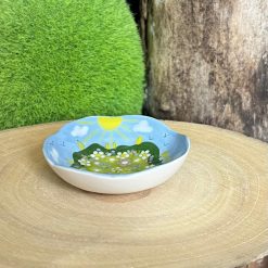 Trinket Dish – Tiny Floral Design with Sunny Blue Sky 3