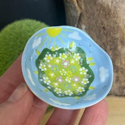 Trinket Dish – Tiny Floral Design with Sunny Blue Sky 1