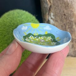 Trinket Dish – Tiny Floral Design with Sunny Blue Sky
