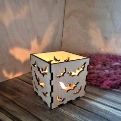 Halloween Wooden Lantern – Bat Lantern Candle Holder – Spooky Shadow Box – DIY Flat Pack Tealight Holder
