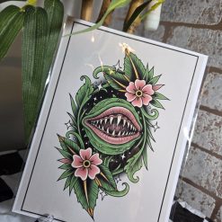 🪴Venus fly trap- tattoo flash style A5 print ✨💚