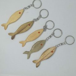 Whittled Wooden Fish Keyring
