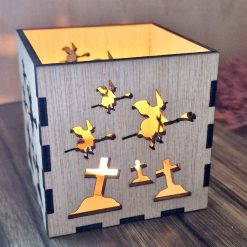 Halloween Lantern Wooden, Witch Lantern Candle Holder, Spooky Shadow Box, DIY Flat Pack Tea Light Holder