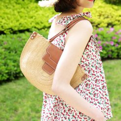 Shigooo lady large capacity handmade straw bag