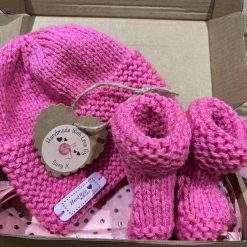 Hand knitted hat and booties! Ideal baby shower gift