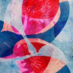 Hosta Leaves, Pink & Blue
