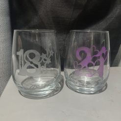 Etched birthday glass