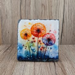 Dandelion Square Slate Coasters 4 Dandelion Square Slate Coasters 4