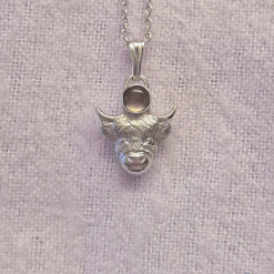 Pendant Only - Sterling Silver Highland Cow Pendant With Smoky Quartz
