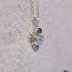 Pendant Only - Sterling Silver Highland Cow Pendant With Smoky Quartz 4