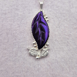 Pendant Only - Coated Hematite Leaf Sterling Silver Pendant