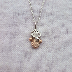 PENDANT ONLY - Ammonite Sterling Silver, Copper And Gold Filled Pendant