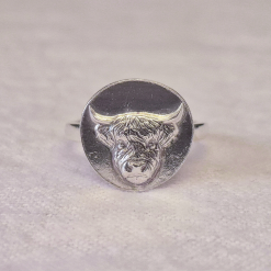 Size N - Highland Cow Sterling Silver Ring