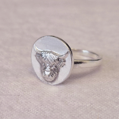 Size N - Highland Cow Sterling Silver Ring 2 Size N - Highland Cow Sterling Silver Ring 3