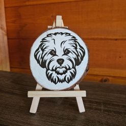 Cockerpoo Decorative Log Slice on an Easel
